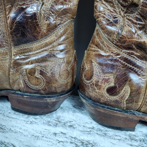 Boulet Canada Western Cowgirl Boot Brown Leather Snip Toe | Women's Size 8.5 - Picture 8 of 15